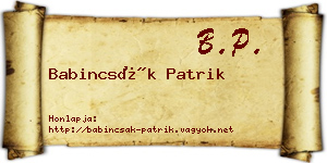 Babincsák Patrik névjegykártya